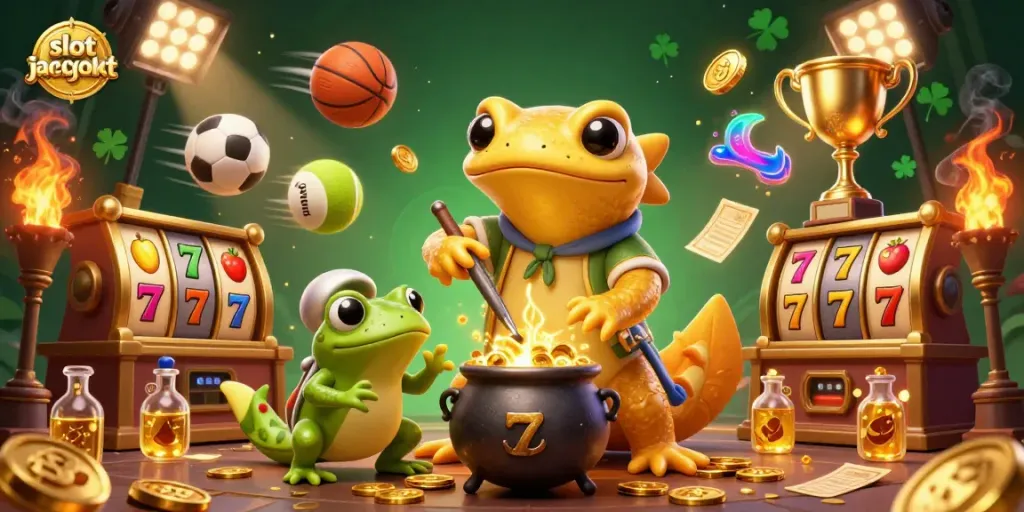 Spin the slot jackpot with a golden salamander alchemist and enchanting scene of casino treasures.